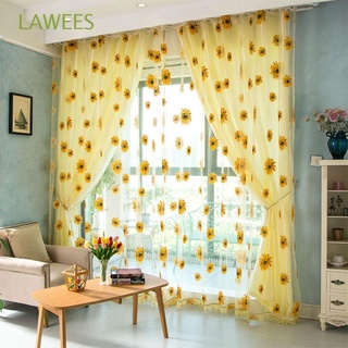 lawees - cortina de gasa para balcón, diseño de tul, ventana de cocina, diseño de girasol, floral, decoración del hogar
