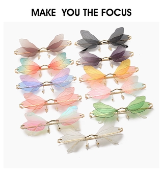 Personalidad nuevas alas de libélula decoración de moda gafas de sol Crossover gafas de sol estilo divertido gafas UV400 (4)