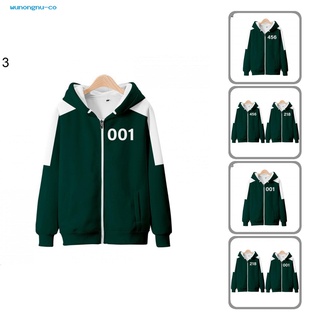 wunongnu.co Activewear Sports Coat Drawstring Zipper Squid Game Hoodie All Match for Sports