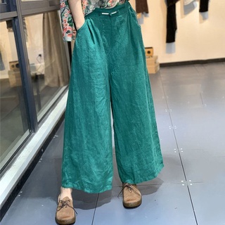 Mujer algodón y lino cintura alta gran tamaño suelto casual pantalones