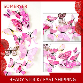 someryer 12 Pcs 3D Wall Stickers Butterfly Fridge Magnet Wedding Party DIY Room Decor
