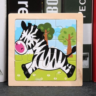 Wooden Puzzle 3D Jigsaw Puzzle Kids Cartoon Baby Animal Puzzle Toys (1)