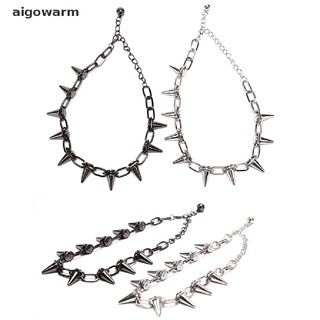 Aigowarm New Spike Rivet Punk Collar Necklace Goth Rock Biker Link Chain Choker Jewelry CO