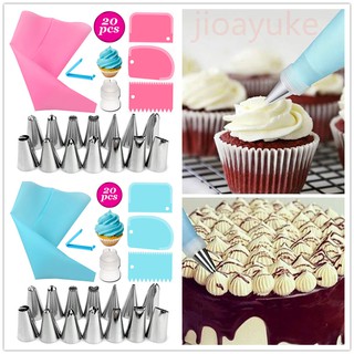 [Jioayuke] 20 piezas Kit de decoración de pasteles para hornear, boquillas de manga pastelera