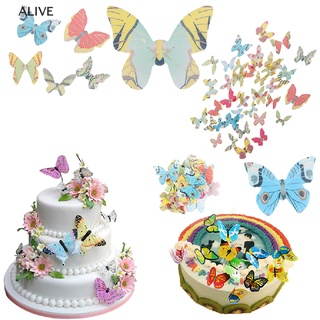 ALIVE 42pcs Mixed Butterfly Edible Glutinous Wafer Rice Paper Cake Cupcake Toppers