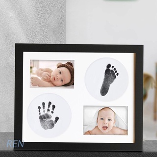REN Newborn Infant Handprint Footprint Wood Picture Frame Photo Ornaments Baby Birthday Keepsake Shower Gift