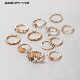 nuevo stock 12 unids/set oro color bohemia anillos de boda conjunto de moda geométrica ojo amor anillo caliente