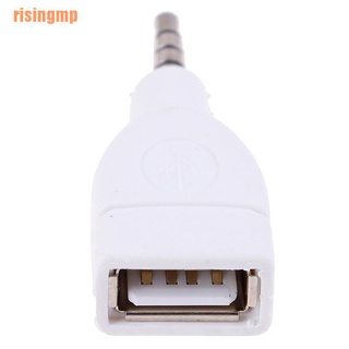 risingmp// Convertidor Adaptador USB 2.0 Hembra A 3,5 Mm Macho AUX Audio Coche Enchufe Blanco