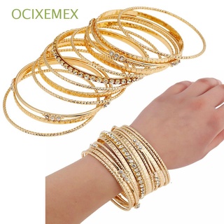 Ocixemex nueva moda flor patrón bohemio mujeres oro plata brazalete brazalete conjunto/Multicolor