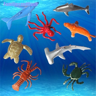 Fw++ 8 pzs figuras de animales marinos de mar de plástico/animales marinos/juguete para niños de tiburón ballena