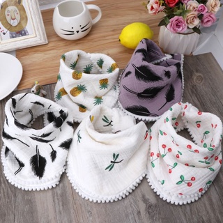 JE Fashion Baby Burp Cloths Cotton Gauze Muslin Cherry Feather Baby Bibs Bandanas Soft Newborns Towel Scarf (4)