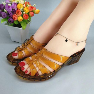 Selipar perempuan selipar wanita verano señoras zapatillas de plástico cristal cuña tacón antideslizante plástico transparente sandalias y zapatillas (3)