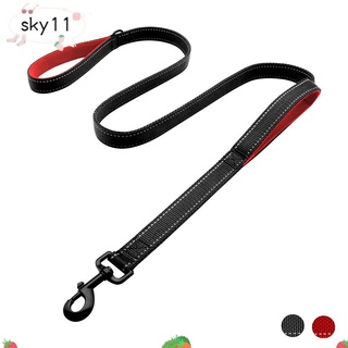 sky - correa suave para perros (5 pies/6 pies), color negro y rojo, diseño reflectante con 2 asas acolchadas para caminar, plomo metálico, cómodo, grande, mediano y pequeño, mango de tráfico, multicolor