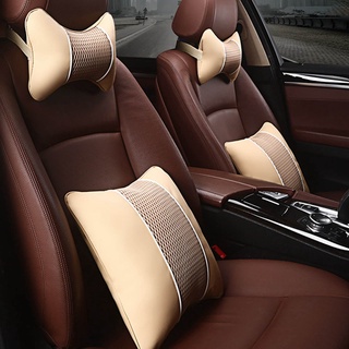 Superauto 2 almohadas de cuero de la PU de punto para coche, reposacabezas, reposacabezas, reposacabezas, apoyo, accesorios de asiento, almohada de seguridad automática Universal (2)