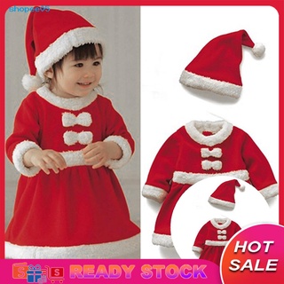 [COD] Vestido De Nudo De Navidad Con Sombrero De Santa Claus Cosplay Para Niñas (1)