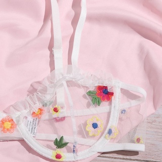 *DMGO*=flores bordado sujetador G-String tanga ropa de dormir ropa interior mujer lencería (5)