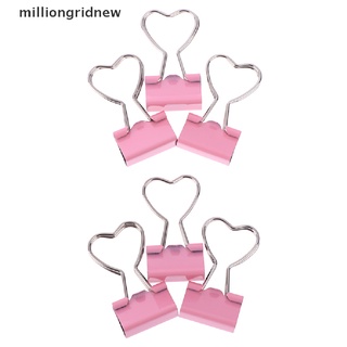 [milliongridnew] 1/6 piezas clip rosa corazón hueco metal binder clips notas letra clip de papel