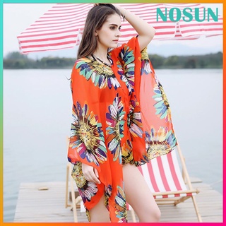 [nosun] Cárdigan Kimono De chifón Para mujer/sin Mangas sueltas/cubierta De playa Para playa/baño/baño (3)