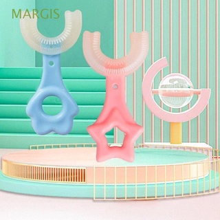 margis daily niños cepillo de dientes de silicona lindo cuidado oral en forma de u cepillo de dientes de bebé conveniente 2-12 años de edad 360 grados estrella de piel suave limpiador de dientes de mano