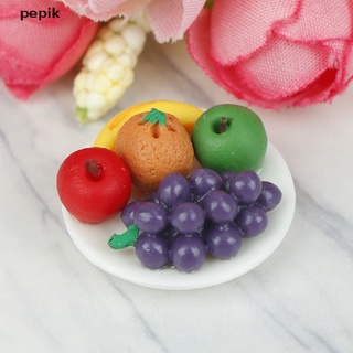 [pepik] 1:12 casa de muñecas miniatura comida fruta plato con manzana de uva para la cocina de muñecas [pepik]