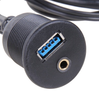 【starbeautyys7j】1m Car Dashboard Flush Mount Panel USB 3.0 3.5mm AUX RCA Extension Cable