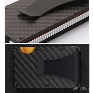 JCFS🔥Productos al contado🔥pla RFID cartera de fibra de carbono Clip de dinero cartera de aluminio tarjeta de crédito cartera RFID hombre minimalista delgado titular de la tarjeta de crédito
