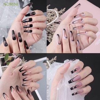 NOMINI 24pcs/Box French Ballerina Wearable Artificial Fake Nails Coffin False Nails Detachable Manicure Tool Press On Nails Full Cover Nail Tips