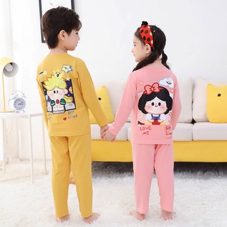 ropa de los niños de estilo coreano de manga larga camisón de dibujos animados impreso o-cuello camisón ligero unisex para niños y niñas de algodón ropa de sueño