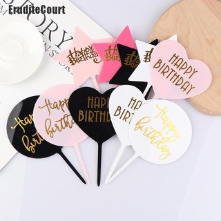 Eruditecourt~ 1 pza decoración acrílica de feliz cumpleaños para tartas postres decoración de fiesta