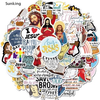[Sunking] 50 pegatinas de Graffiti de dibujos animados de jesús cristianos para portátil, monopatín, equipaje
