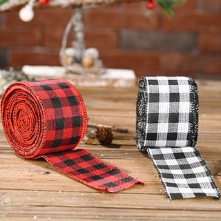 Be> 2 rollos de cinta de celosía borde de alambre cintas a cuadros para boda fiesta árbol de navidad decoración envoltura