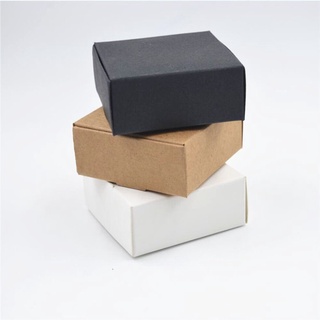 Jane 30PCS regalo papel Kraft caramelo cuadrado hecho a mano caja de cartón pequeño fondo de joyería paquete de envoltura (4)