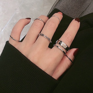 anillo unisex de 7 piezas de moda punk joint anillos conjunto de metal redondo anillo dorado