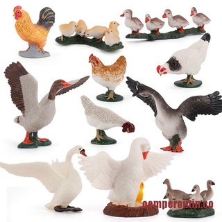 estaño granja simulación pollo pato ganso animal modelo bonsai estatuilla decoración del hogar