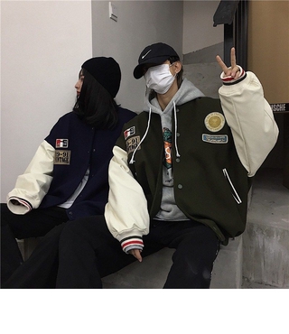Harajuku mujeres Casual suelto béisbol uniforme moda chaquetas (8)