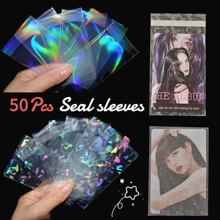 50 Unids/set Transparente Sello De La Tarjeta Mangas Láser Intermitente Película Protector Holográfico Para Kpop De Fotos YGO MTG (1)