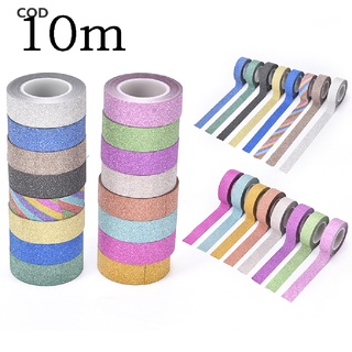 [cod] 10m glitter washi papel pegajoso enmascaramiento cinta adhesiva etiqueta diy artesanía decorativa caliente