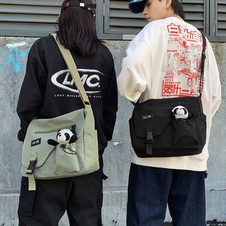 [happy life] bolso de mensajero de los hombres de la marca de moda japonesa casual bolsa de lona bolso de hombro estudiante de gran capacidad crossbody bolsa pobre