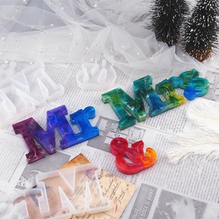 Siy 3 unidades DIY alfabeto letra Mr & Mrs resina epoxi moldes de fundición de arte herramientas de manualidades