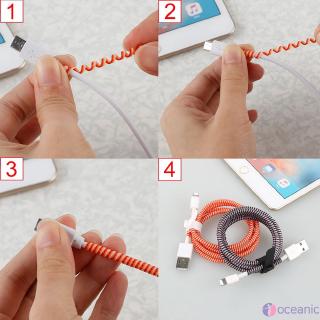 1.4m Cable enrollador de alambre de protección caso de la línea de datos de protección de resorte cuerda de cuerda para iPhone Android USB cubierta o