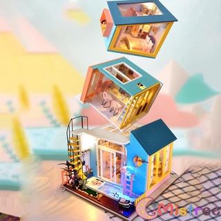 3D DIY iluminación de madera casa modelo miniatura muebles cabaña montaje juguetes
