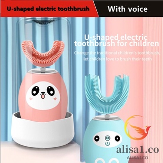 Cepillo de dientes eléctrico para niños en forma de u para niños ultrasónico eléctrico en forma de u cepillo de dientes con bebé completo auto cepillo ultrasónico niños cepillo de dientes eléctrico/ ultrasónico impermeable (2)