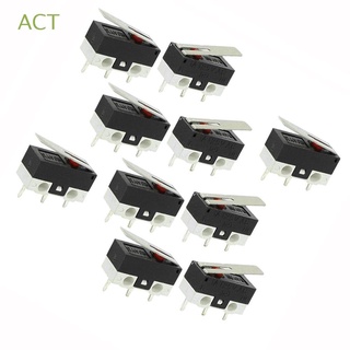 ACT 10Pcs Home Long Hinge Lever Electronic Momentary SPDT 3 Pins Micro Switches Mini Sensitive Useful Plastic AC 125V 1A 1NO 1NC