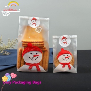 sadless 50pcs lindo navidad caramelo bolsas niños plástico embalaje autoadhesivo nueva moda muñeco de nieve suministros de fiesta bebé niños navidad (1)