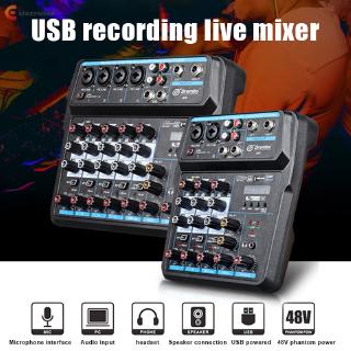 Consola de mezcla de sonido Record 48V 4/6 canales mezclador de Audio con interfaz de micrófono USB
