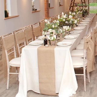 overley natural camino de mesa arpillera decoración del hogar mantel de boda fiesta banquete imitado yute vintage mesa cubierta