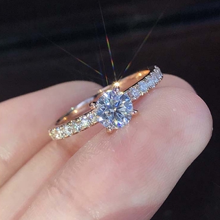 anillo de diamantes con incrustaciones de plata de ley 925 para mujer coreana