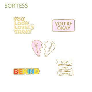 SORTESS Women Brooches Heart Shape Collar Lapel Pins Letters Badge Jewelry Accessories Fashion T-shirt Cartoon Alloy Brooch