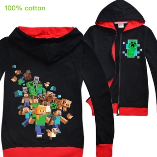 Spot 2020 primavera Minecraft juego de impresión niños con capucha abrigo chaqueta niños cremallera Casual sudaderas con capucha niño Outwear
