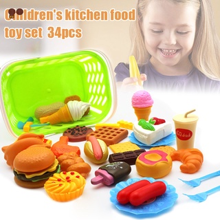 pry 34 piezas divertido juego de alimentos para niños cocina cocina niños juguete casa de juego